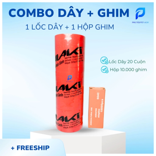 Combo 1 lốc dây 20 cuộn+ 1 hộp 10.000 ghim